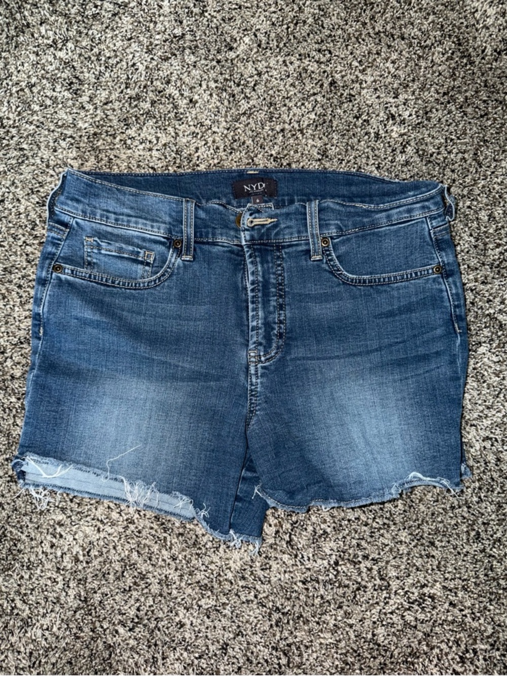 NYDJ Women's Dark Blue Frayed Hem Denim Shorts
